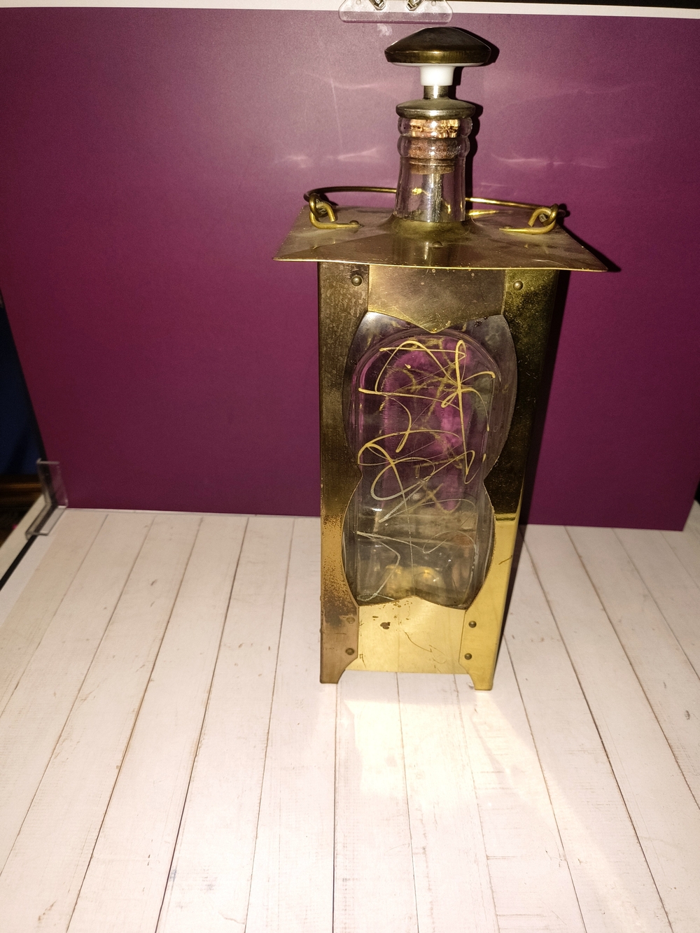 Brass Deccanter Music Box Plays How Dry Am I